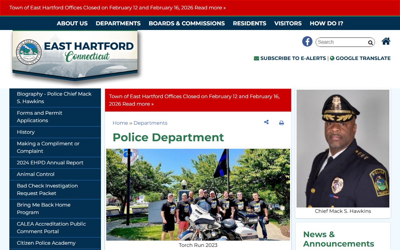 East Hartford Police Department building and patrol units